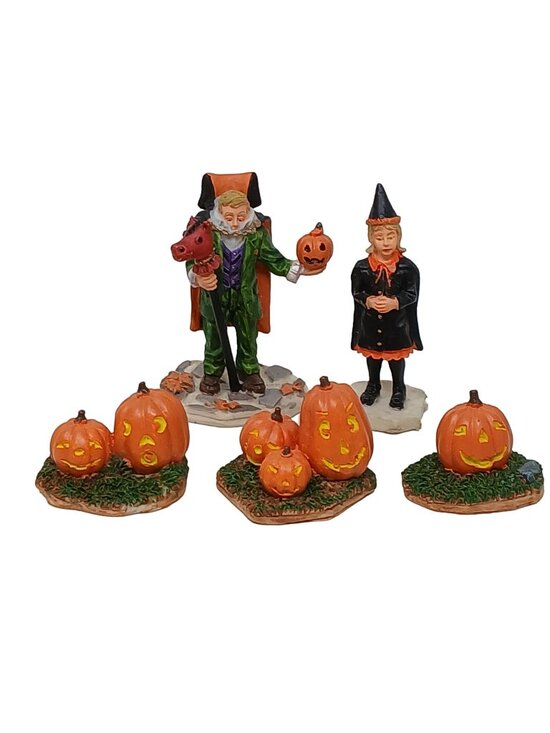 Lemax Other - Lemax Halloween Figurines Set Witch Headless Horseman Pumpkins #G-M3